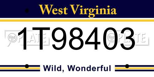 1T98403 West Virginia License Plate