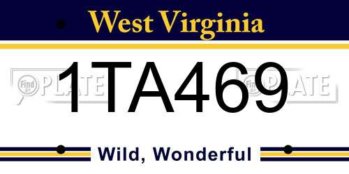 1TA469 West Virginia License Plate