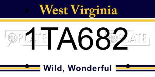 1TA682 West Virginia License Plate
