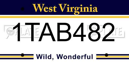 1TAB482 West Virginia License Plate