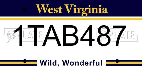 1TAB487 West Virginia License Plate