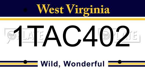 1TAC402 West Virginia License Plate