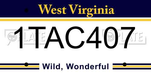 1TAC407 West Virginia License Plate