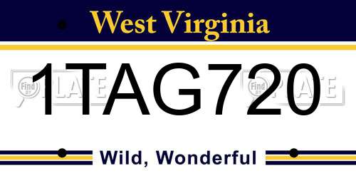 1TAG720 West Virginia License Plate