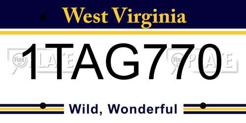 1TAG770 West Virginia License Plate