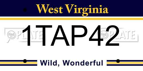 1TAP42 West Virginia License Plate