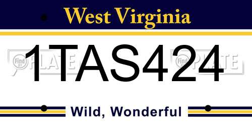 1TAS424 West Virginia License Plate