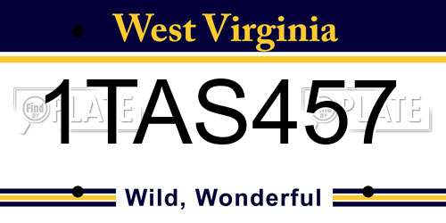 1TAS457 West Virginia License Plate