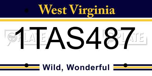 1TAS487 West Virginia License Plate