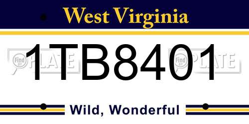 1TB8401 West Virginia License Plate