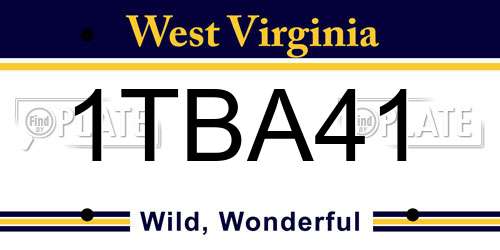 1TBA41 West Virginia License Plate
