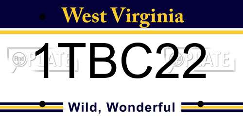 1TBC22 West Virginia License Plate