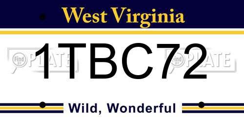 1TBC72 West Virginia License Plate