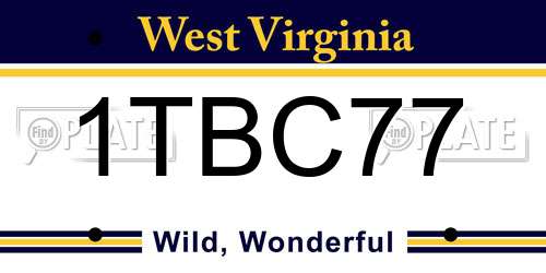 1TBC77 West Virginia License Plate