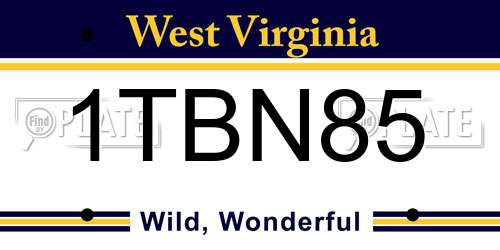 1TBN85 West Virginia License Plate