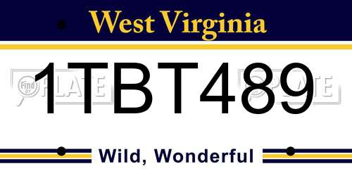 1TBT489 West Virginia License Plate