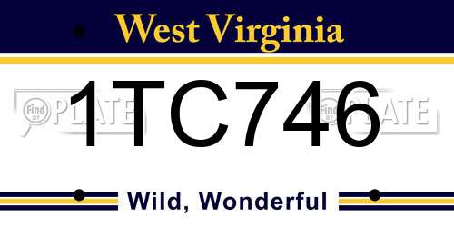 1TC746 West Virginia License Plate