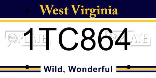 1TC864 West Virginia License Plate
