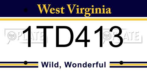 1TD413 West Virginia License Plate