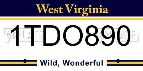 1TDO890 West Virginia License Plate