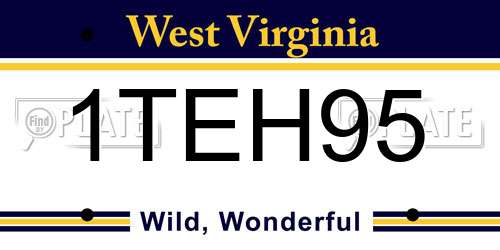 1TEH95 West Virginia License Plate