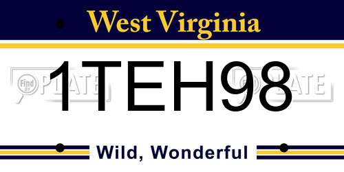 1TEH98 West Virginia License Plate