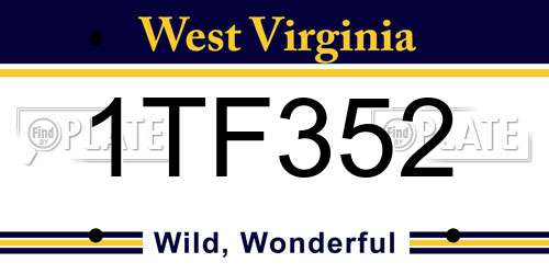 1TF352 West Virginia License Plate