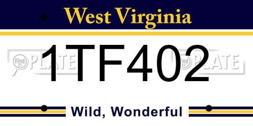 1TF402 West Virginia License Plate