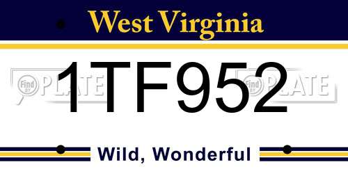 1TF952 West Virginia License Plate