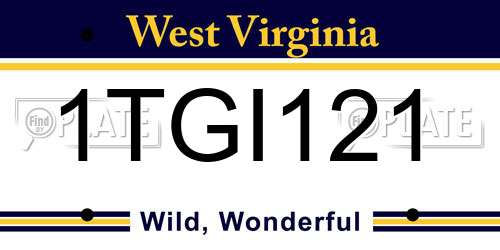 1TGI121 West Virginia License Plate