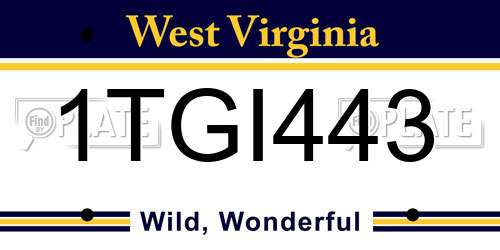 1TGI443 West Virginia License Plate