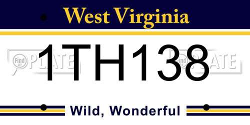 1TH138 West Virginia License Plate