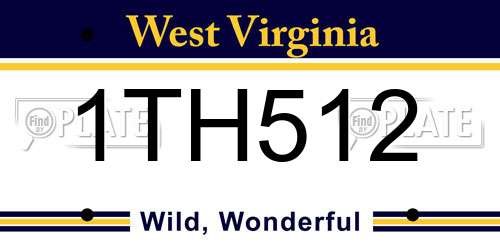 1TH512 West Virginia License Plate