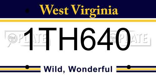 1TH640 West Virginia License Plate
