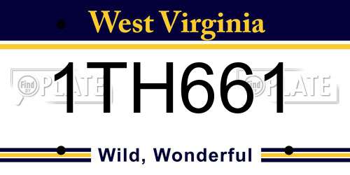 1TH661 West Virginia License Plate