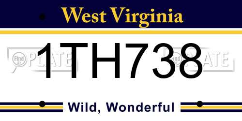 1TH738 West Virginia License Plate