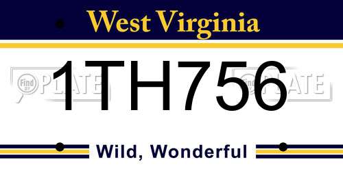 1TH756 West Virginia License Plate