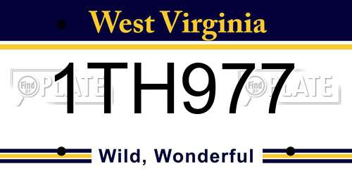 1TH977 West Virginia License Plate