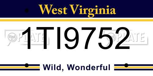 1TI9752 West Virginia License Plate