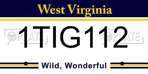 1TIG112 West Virginia License Plate