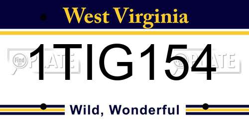 1TIG154 West Virginia License Plate