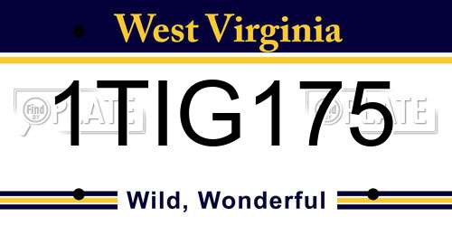 1TIG175 West Virginia License Plate