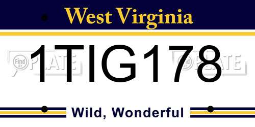 1TIG178 West Virginia License Plate
