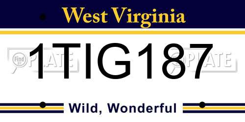 1TIG187 West Virginia License Plate