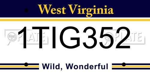 1TIG352 West Virginia License Plate