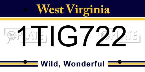 1TIG722 West Virginia License Plate