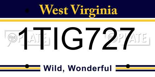 1TIG727 West Virginia License Plate