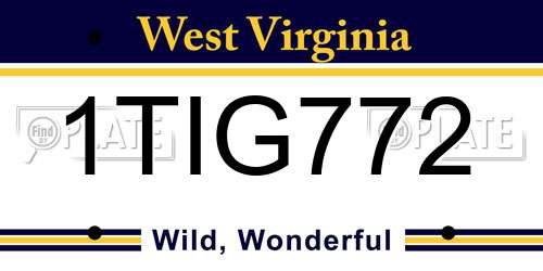 1TIG772 West Virginia License Plate