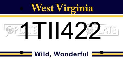1TII422 West Virginia License Plate
