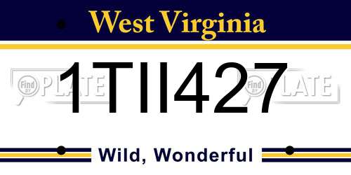 1TII427 West Virginia License Plate